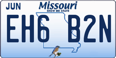 MO license plate EH6B2N