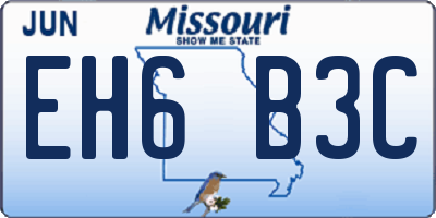 MO license plate EH6B3C