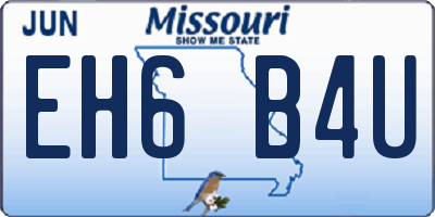 MO license plate EH6B4U