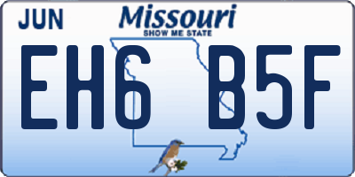 MO license plate EH6B5F