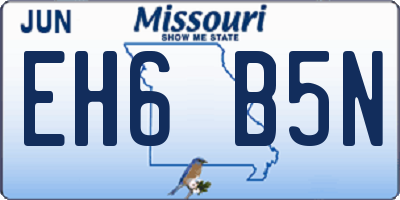 MO license plate EH6B5N