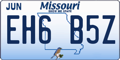 MO license plate EH6B5Z