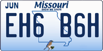 MO license plate EH6B6H