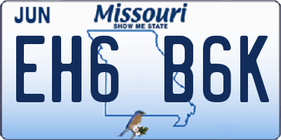 MO license plate EH6B6K