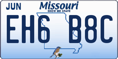 MO license plate EH6B8C