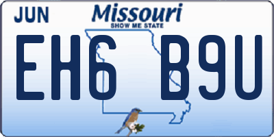 MO license plate EH6B9U