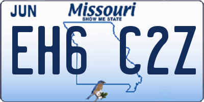 MO license plate EH6C2Z
