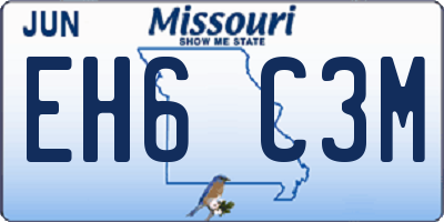 MO license plate EH6C3M