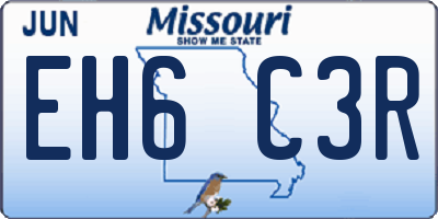 MO license plate EH6C3R