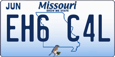 MO license plate EH6C4L