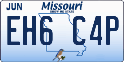 MO license plate EH6C4P