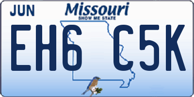 MO license plate EH6C5K