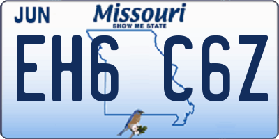 MO license plate EH6C6Z