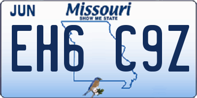 MO license plate EH6C9Z