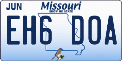 MO license plate EH6D0A