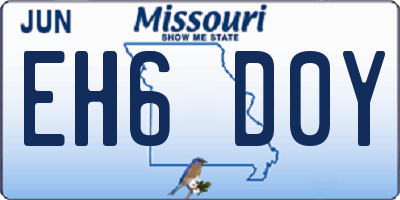 MO license plate EH6D0Y
