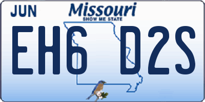 MO license plate EH6D2S