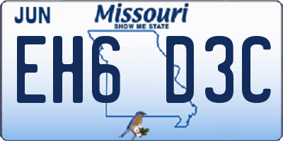 MO license plate EH6D3C