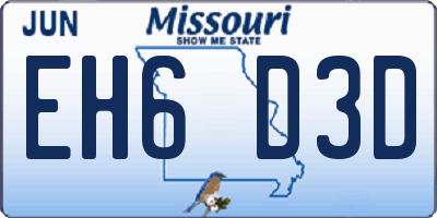 MO license plate EH6D3D