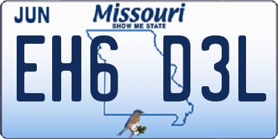 MO license plate EH6D3L