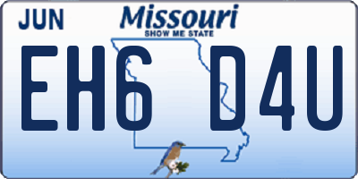 MO license plate EH6D4U