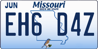 MO license plate EH6D4Z