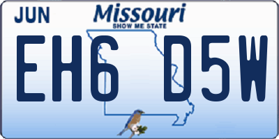 MO license plate EH6D5W