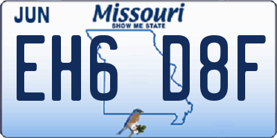 MO license plate EH6D8F