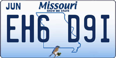 MO license plate EH6D9I