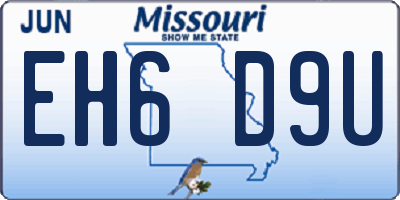 MO license plate EH6D9U