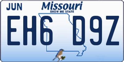 MO license plate EH6D9Z