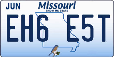 MO license plate EH6E5T