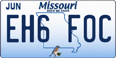 MO license plate EH6F0C