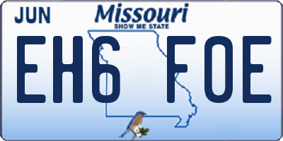 MO license plate EH6F0E