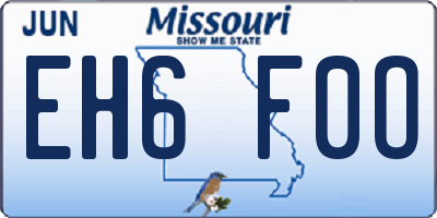 MO license plate EH6F0O