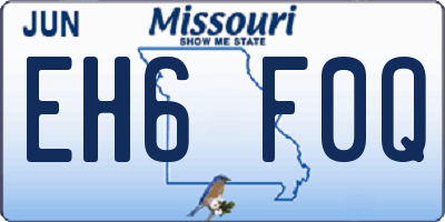 MO license plate EH6F0Q