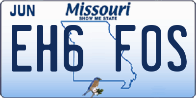 MO license plate EH6F0S