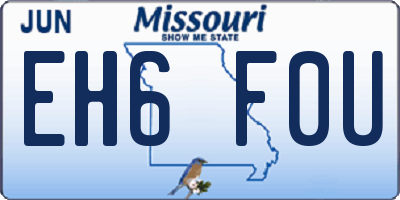 MO license plate EH6F0U