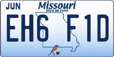 MO license plate EH6F1D