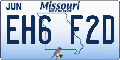 MO license plate EH6F2D