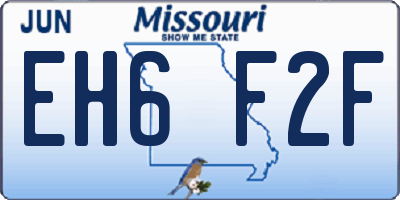 MO license plate EH6F2F
