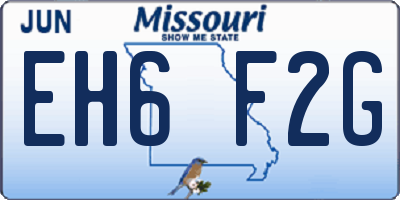 MO license plate EH6F2G