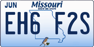 MO license plate EH6F2S