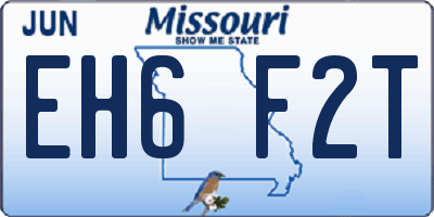MO license plate EH6F2T