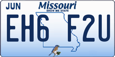 MO license plate EH6F2U