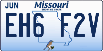 MO license plate EH6F2V