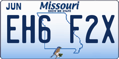MO license plate EH6F2X