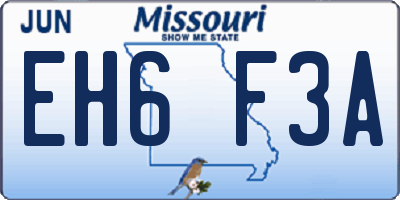 MO license plate EH6F3A