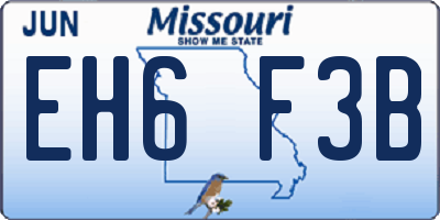 MO license plate EH6F3B