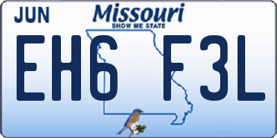 MO license plate EH6F3L